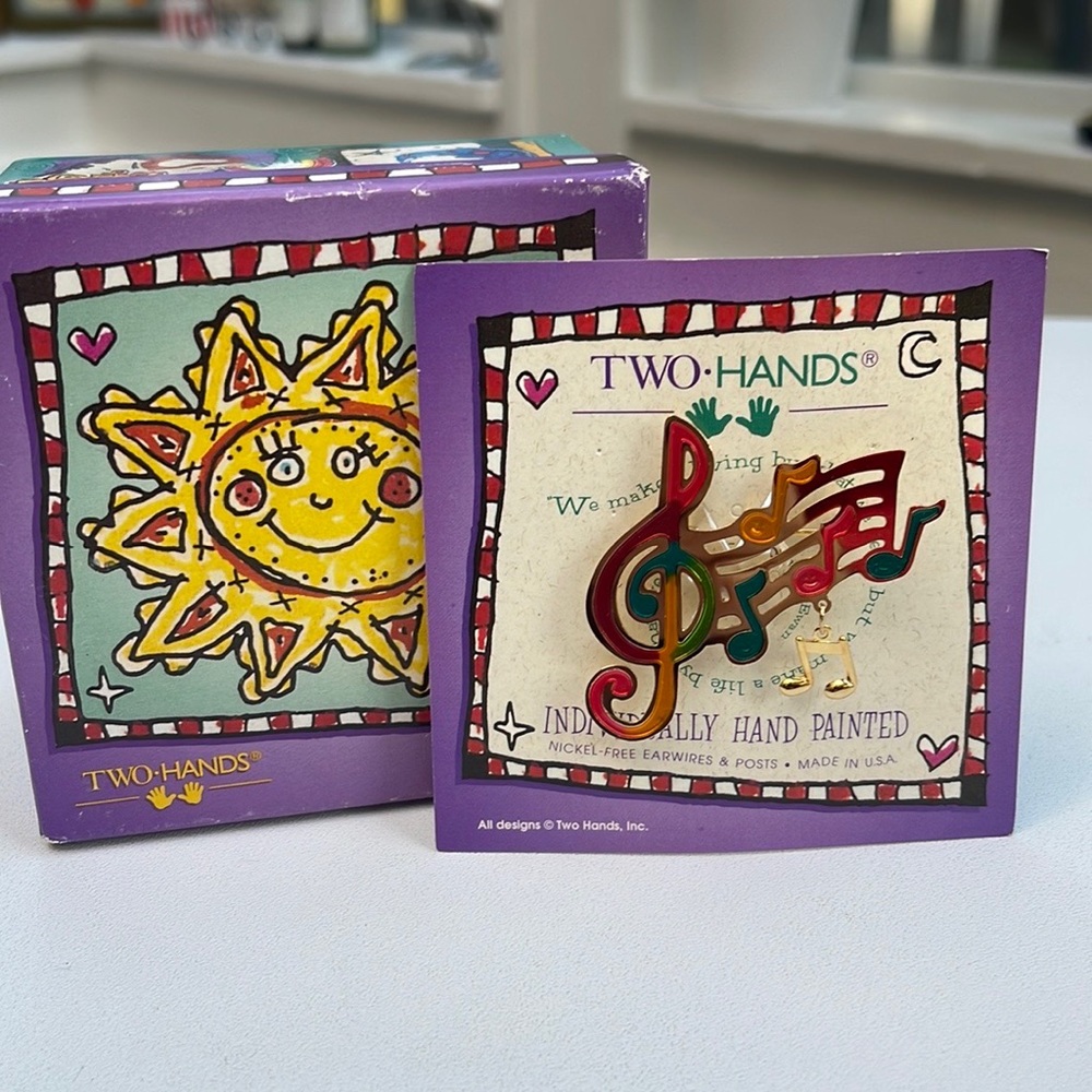 Two Hands Music Hand Painted Brooch